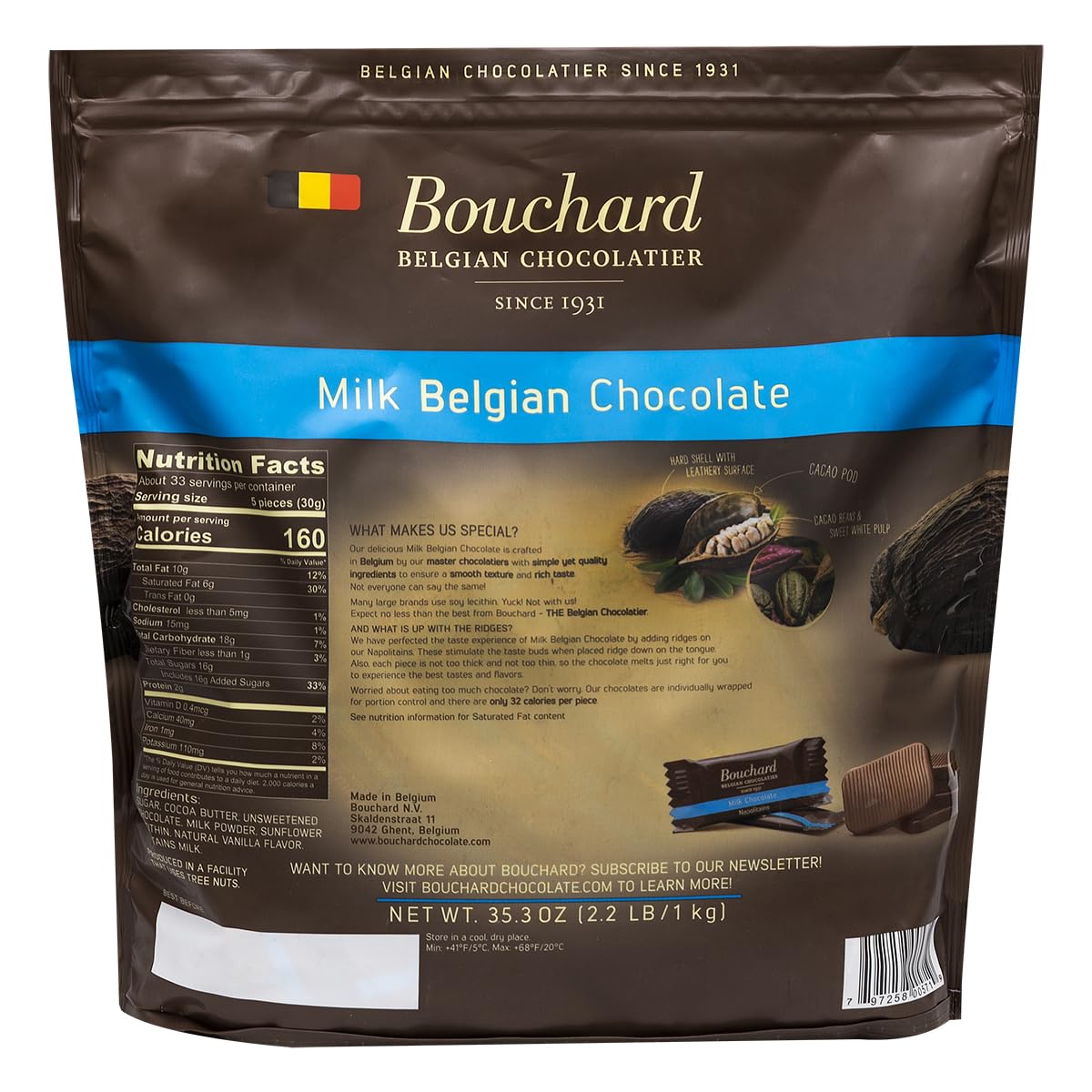 Belgian Milk Chocolate Napolitains 35.3 Oz (2.2 Lb/1Kg)
