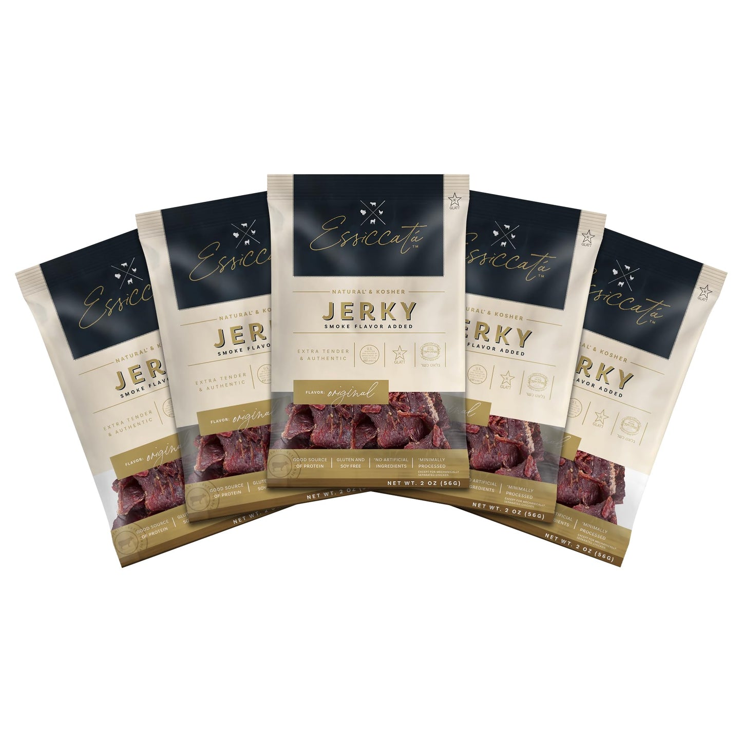 Premium Aufschnitt Beef Jerky - Extra Tender, Grass Fed, Low Sodium - 5 Pack, 2 Ounce