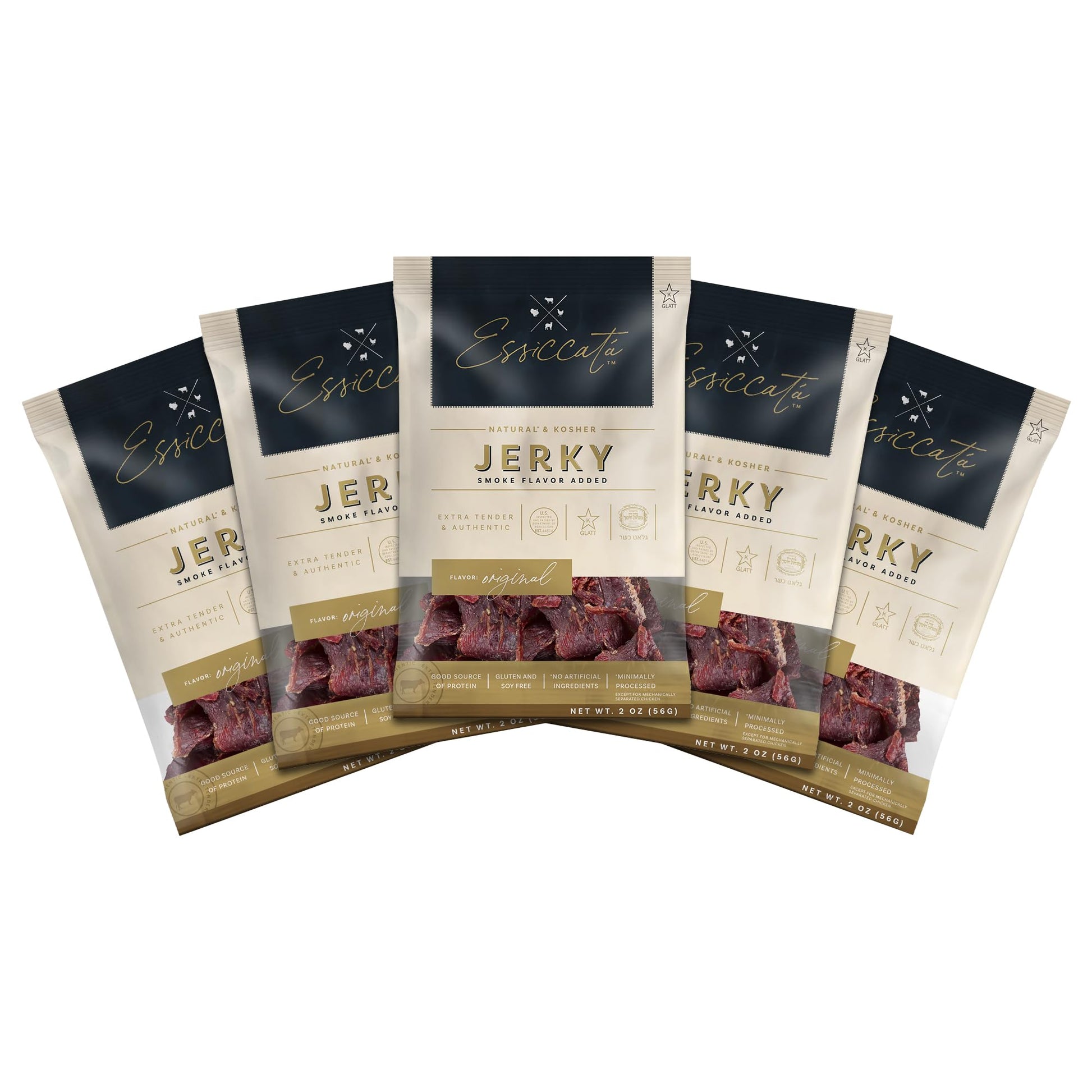 Premium Aufschnitt Beef Jerky - Extra Tender, Grass Fed, Low Sodium - 5 Pack, 2 Ounce