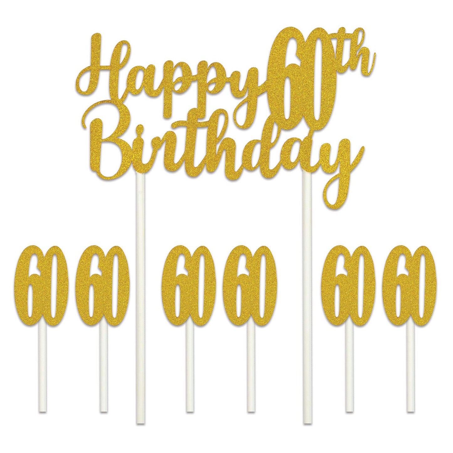 Beistle Happy 60th Birthday Cake Topper, Cardboard, Multicolor, 6 x 8¼, Model 53523-60
