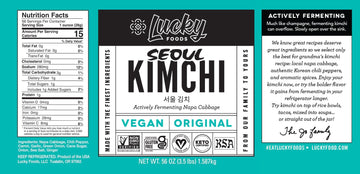 Lucky Foods Seoul Vegan Kimchi, (56Oz / 3.5 Lbs), Authentic Korean Premium Fermented Napa Cabbage Kimchi (Made In Usa) (Pack Of