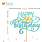Sky Blue Glitter Happy 29Th Birthday Cake Topper, Twenty Nine Years Old Birthday Party Cake Decor, Gold Number 29 Birthday Party