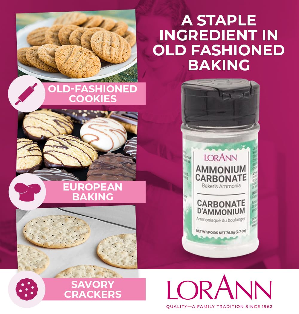 LorAnn Oils Baker's Ammonia (Ammonium Carbonate) - Ideal for Springerle & Thin, Crispy Cookies, Perfect with Wooden Cookie Molds