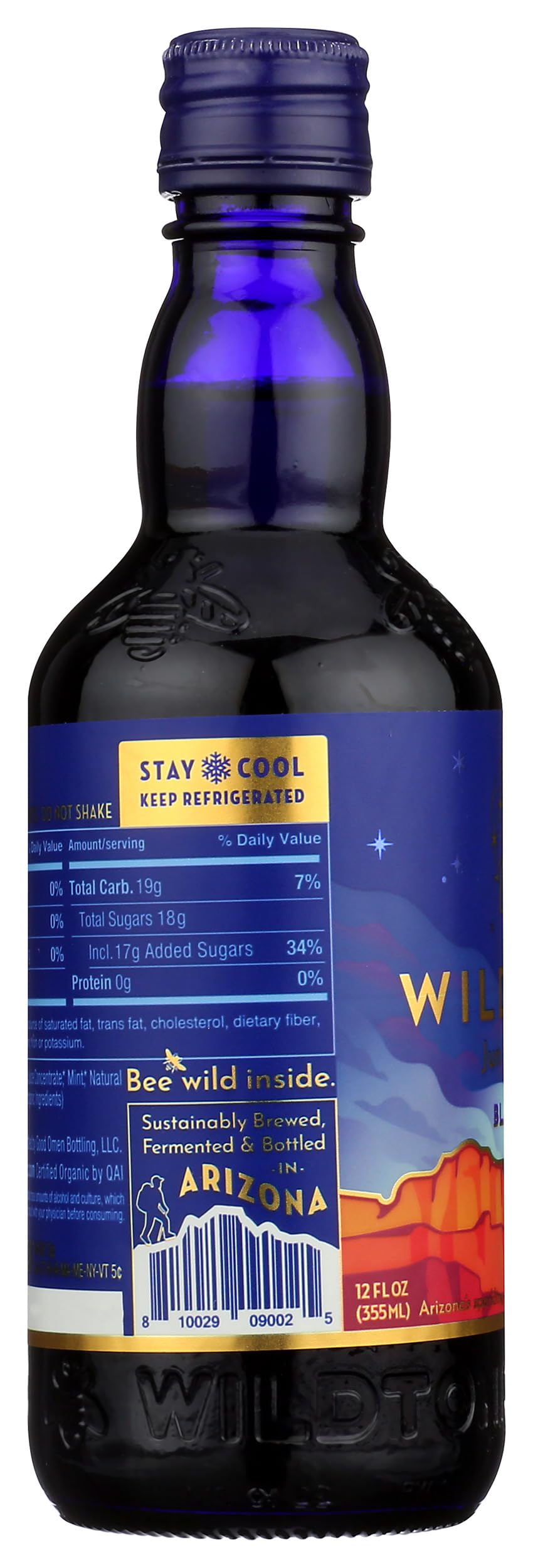 WILD TONIC Organic Blackberry Mint Jun Kombucha - 12 Fl Oz - Refreshing Probiotic Drink