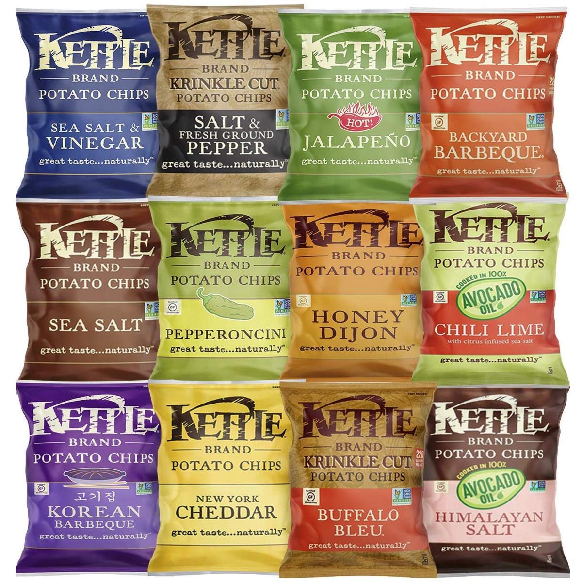 Kettle Brand Potato Chips, Sea Salt, 2 Ounce Bags (Pack Of 24)