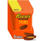 REESE'S THiNS Milk Chocolate Peanut Butter Cups, Candy Bags, 3.1 oz (8 Count)