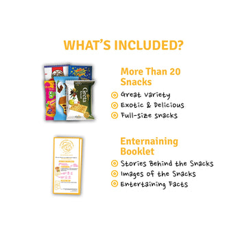 Maxi International Snack Box | Premium Exotic Foreign Snacks | Unique Snack Food Gifts Included | Saffran Yellow Theme | Candies