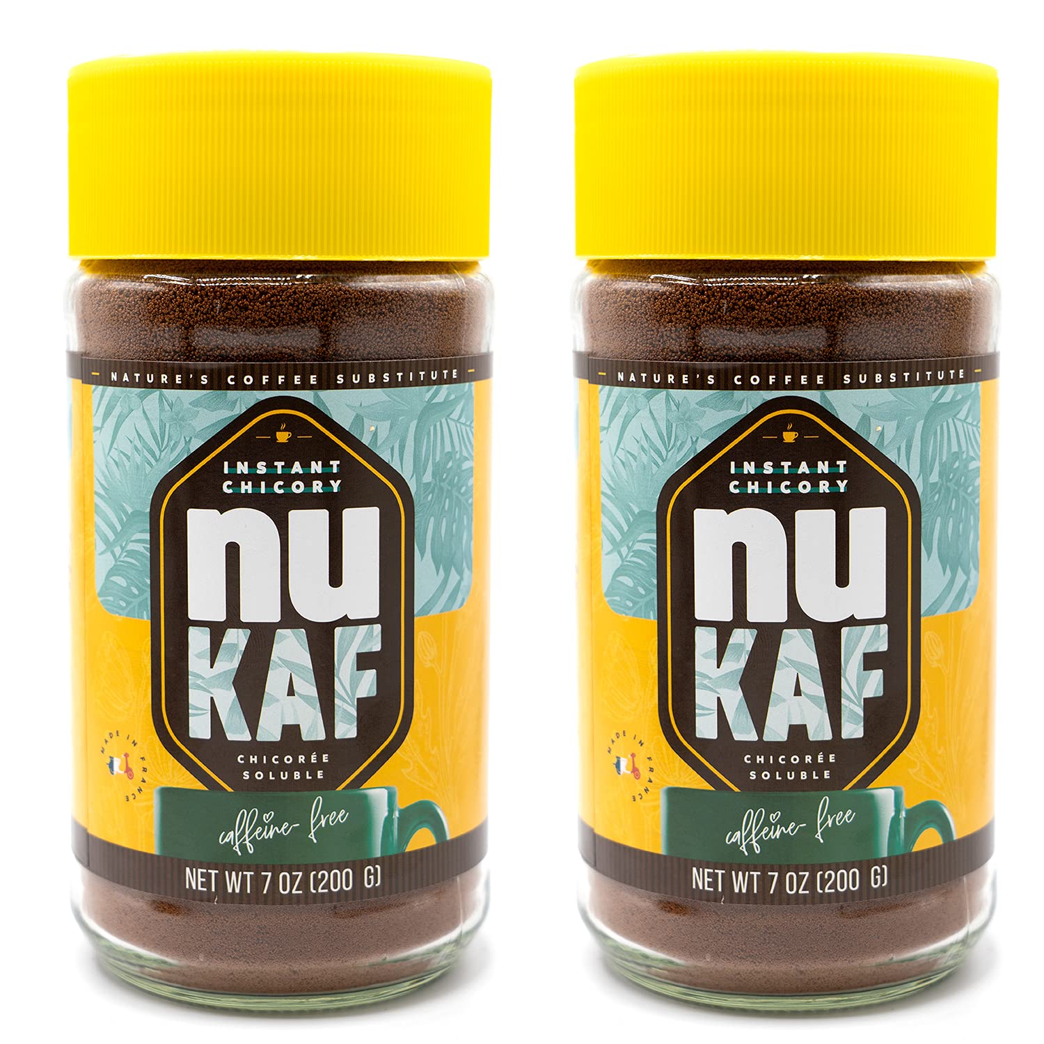 Nukaf By Gourmanity Instant Chicory Coffee Alternative, Brews Like Regular Coffee, All Natural 100% Chicory Root Powder, Great For Your Daily Drink, Rich In Prebiotics, Kosher, 7Oz Jars (Pack Of 2)