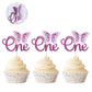 Rsstarxi Butterfly Cupcake Toppers, 24 Pack, Glitter, First Birthday, Purple, Model XM011