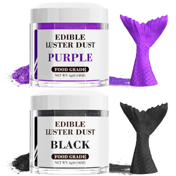 Luster Dust Edible Set - 2 Colors Food Grade Cake Dust Shimmer Powdered, Cherrysea Powder Food Coloring for Cocktails, Cookie De