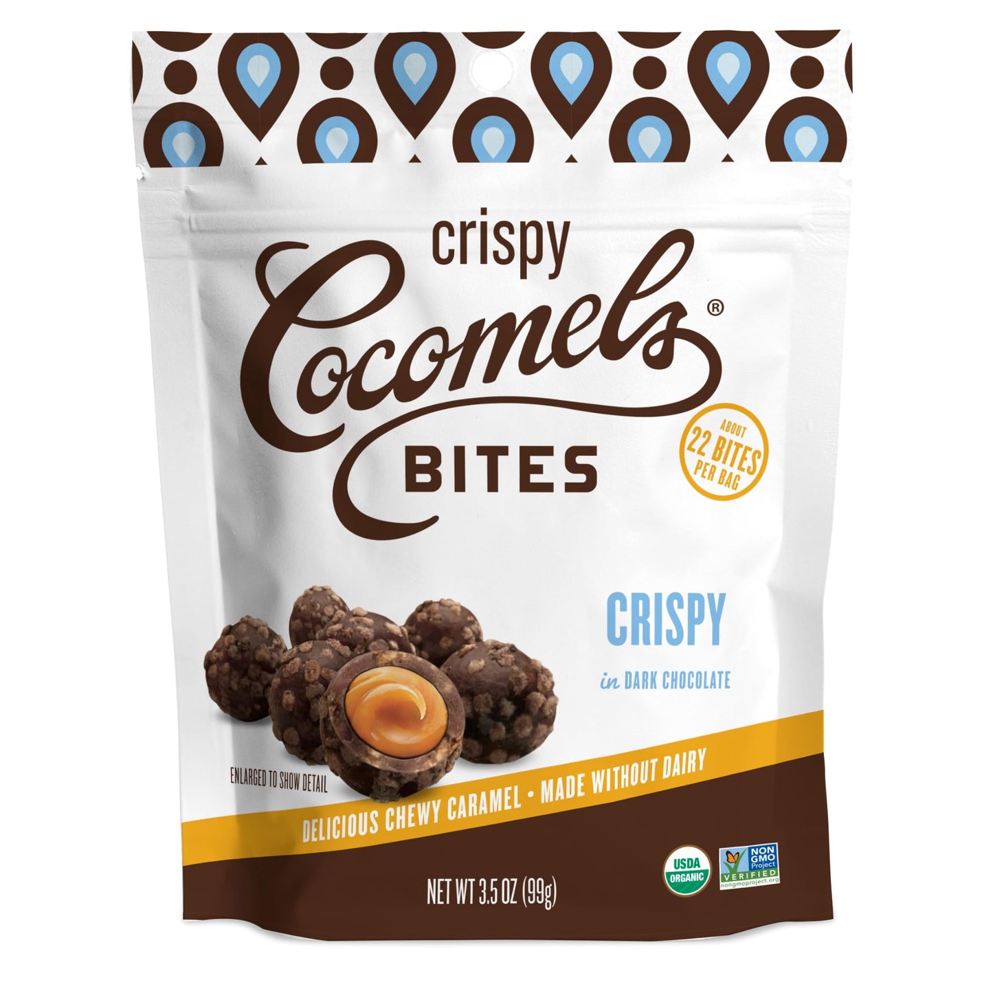 Cocomels Dark Chocolate Covered Bites, Crispy Crunch, 3.5 oz, 6 Pack, Dairy Free, Vegan, Organic