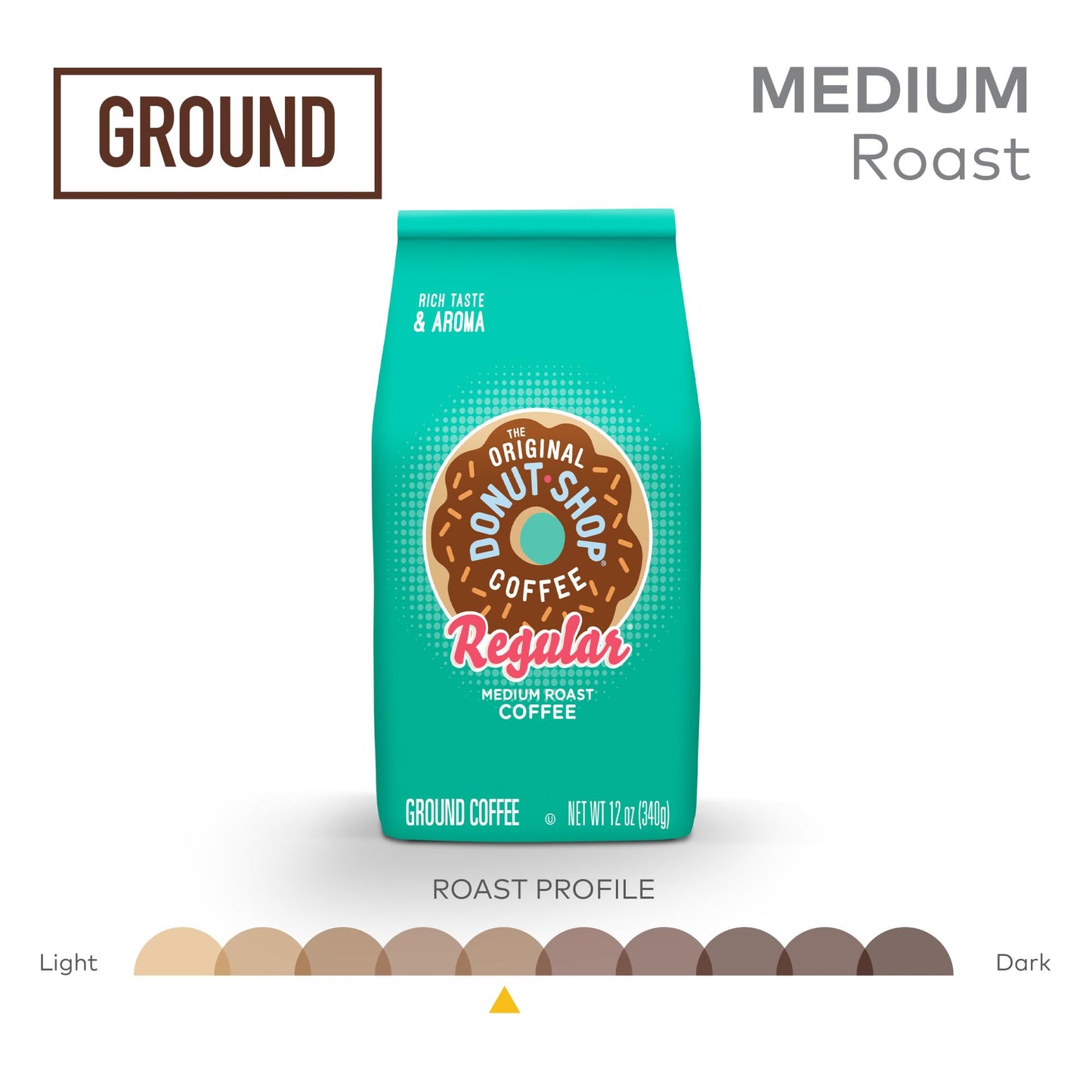 The Original Donut Shop Coffee  Regular  Medium Roast  Ground Coffee  12 oz Bag