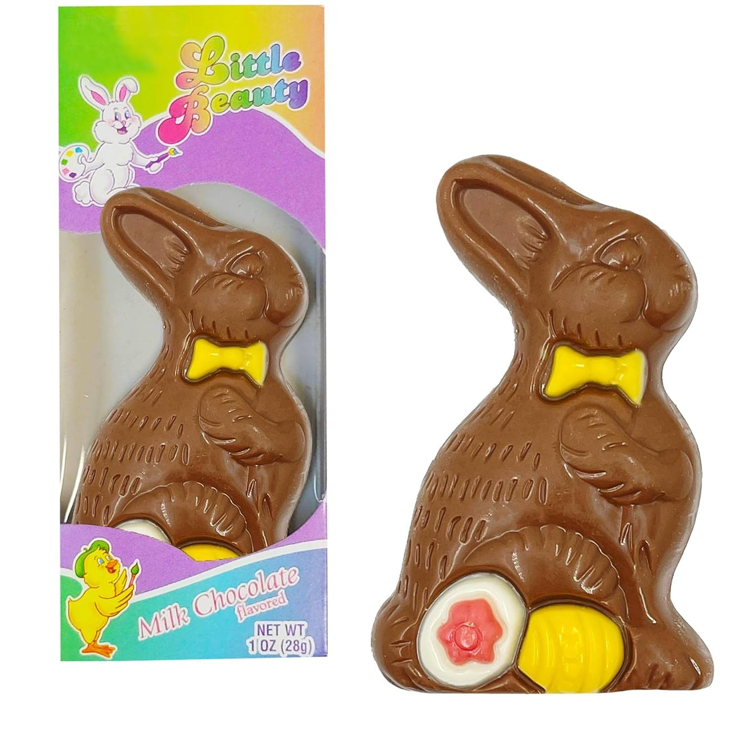 Fruidles Milk Chocolate Easter Bunny Holiday Treats, Decorated Solid Smooth Milk Chocolate, Party Bag Fillers, Individually Boxe