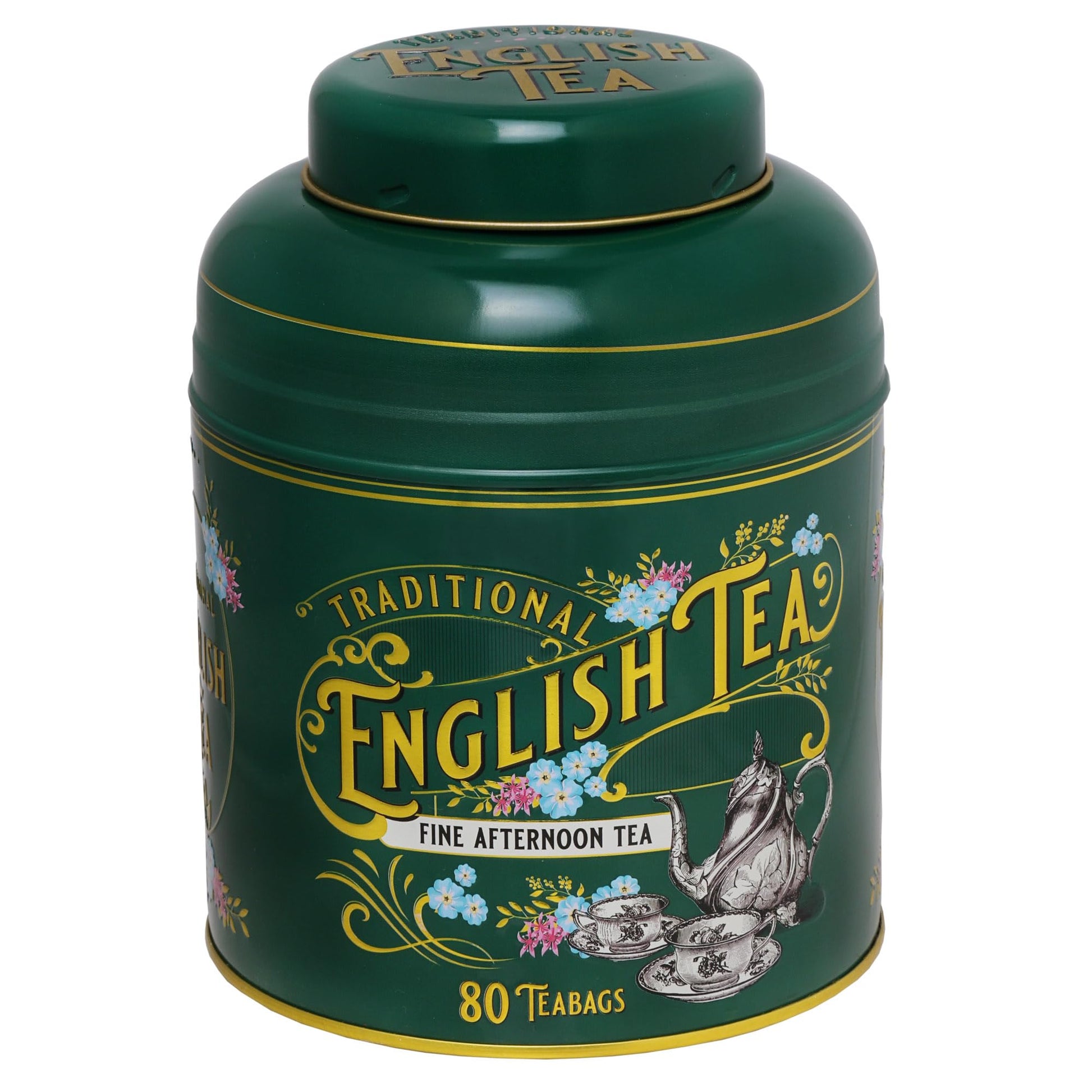 New English Teas Vintage Victorian Tea Caddy With 80 English Teabags (Bottle Green)