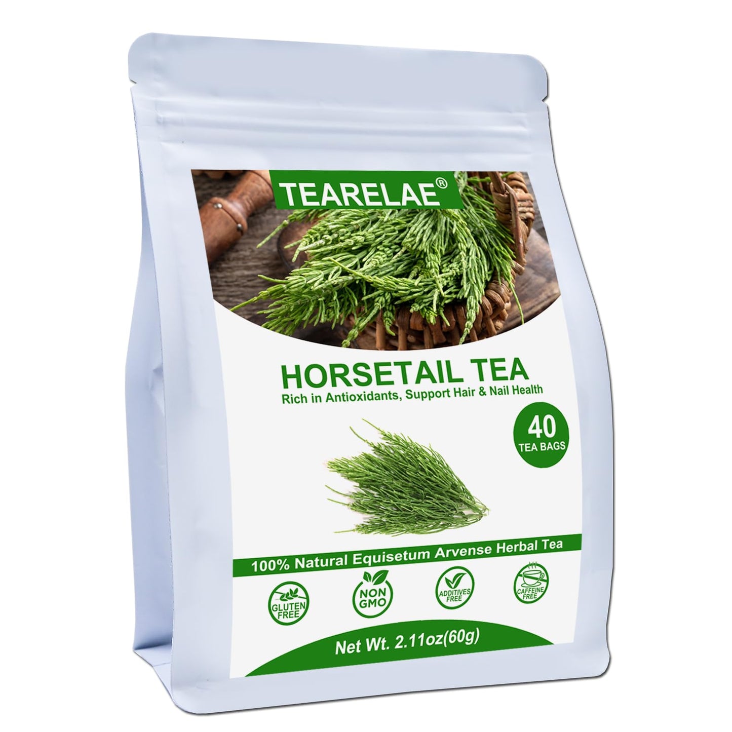 TEARELAE Premium Horsetail Tea Bags - Natural Dried Herb - 40 Count - Caffeine-Free - Non-GMO