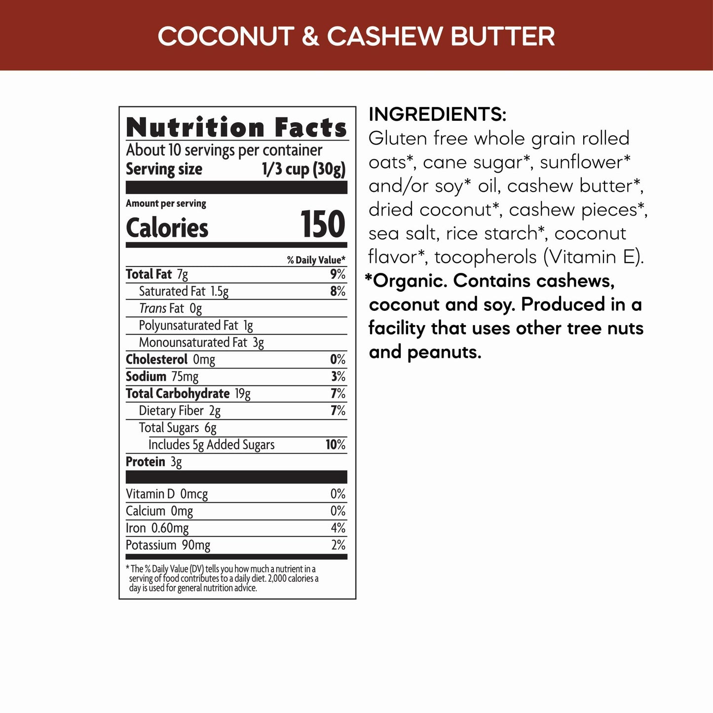 Nature s Path Organic Coconut & Cashew Butter Granola, 11 oz (Pack of 8), Gluten Free, Non-GMO