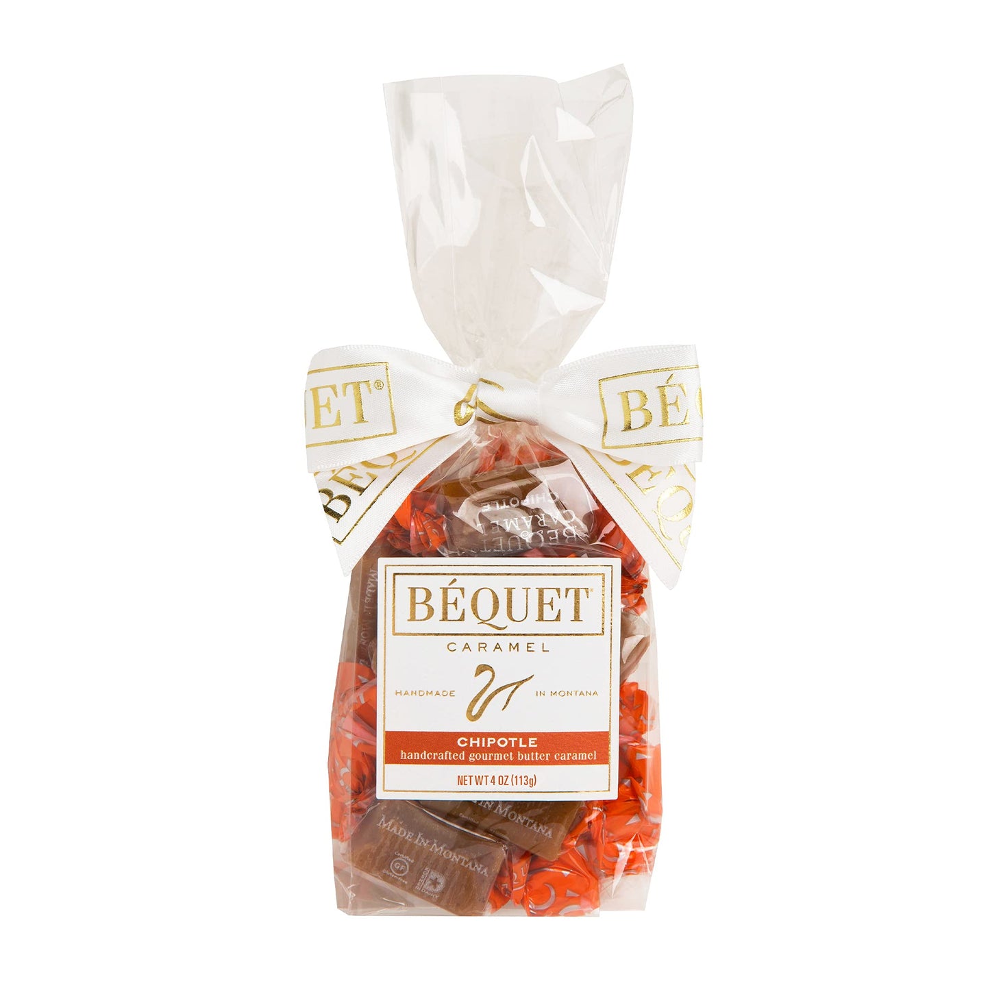 Béquet Caramel - Chipotle Caramel - Candy Individually Wrapped - Gourmet Caramel Candy - Made In Montana - Kosher (Star D) And Gluten Free - 8 Oz Gift Bag
