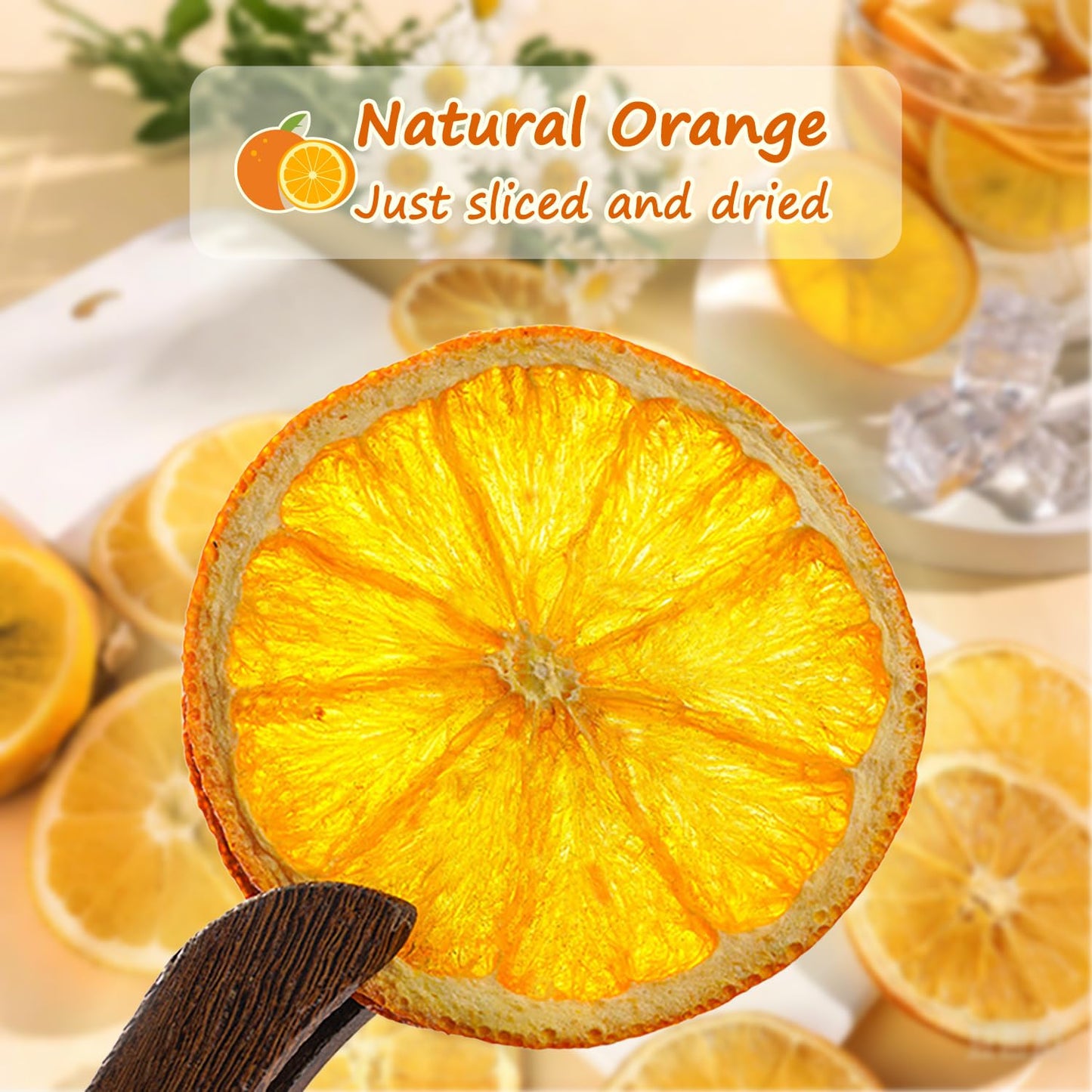 KachiKachi Dried Orange Slices | No Sugar Added | Dehydrated Fruit for Crafts/Cocktails | 5.3oz (150g)