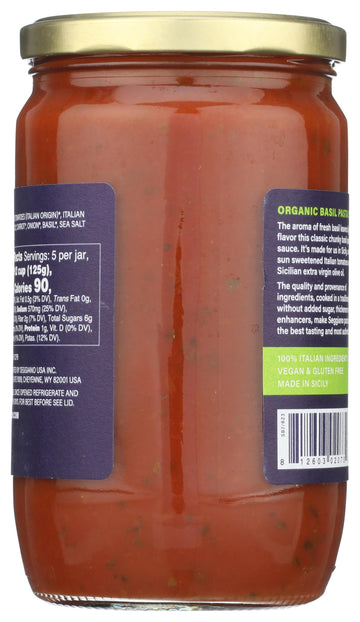 SEGGIANO Organic Basilico Pasta Sauce, 24 OZ