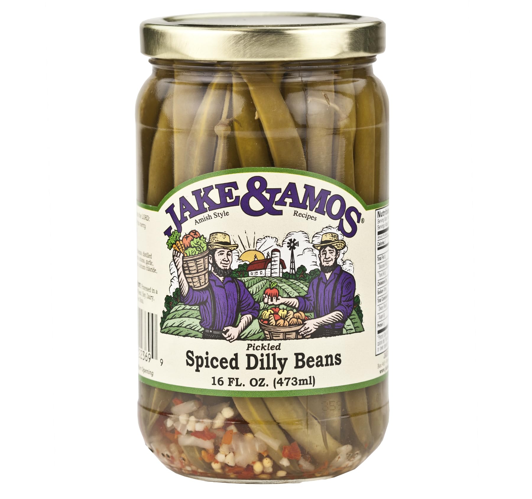 Jake & Amos Pickled Spiced Dilly Beans, 16 Oz. Jar (Pack of 2)