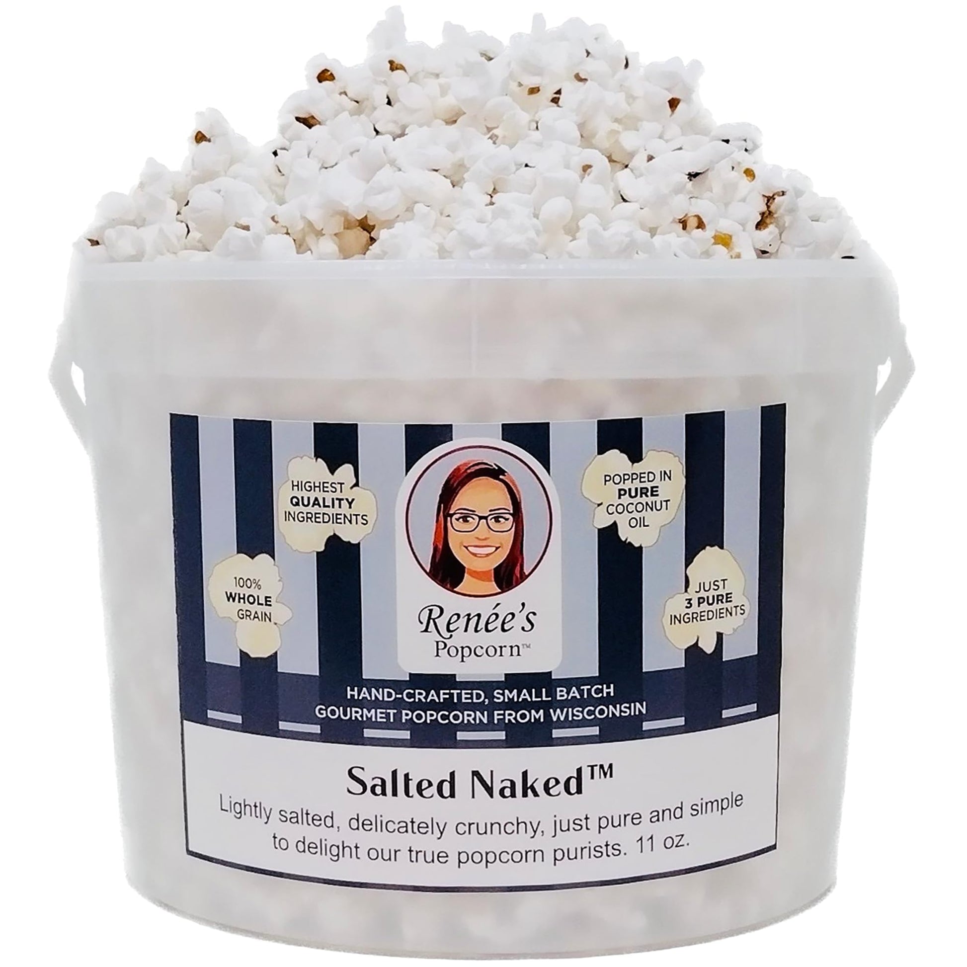 Ren  Es Salted Naked Gourmet Popcorn - Lightly Salted Popcorn Using 3 Pure Ingredients, Delicate Crunchy Fun, Handmade Snack Or