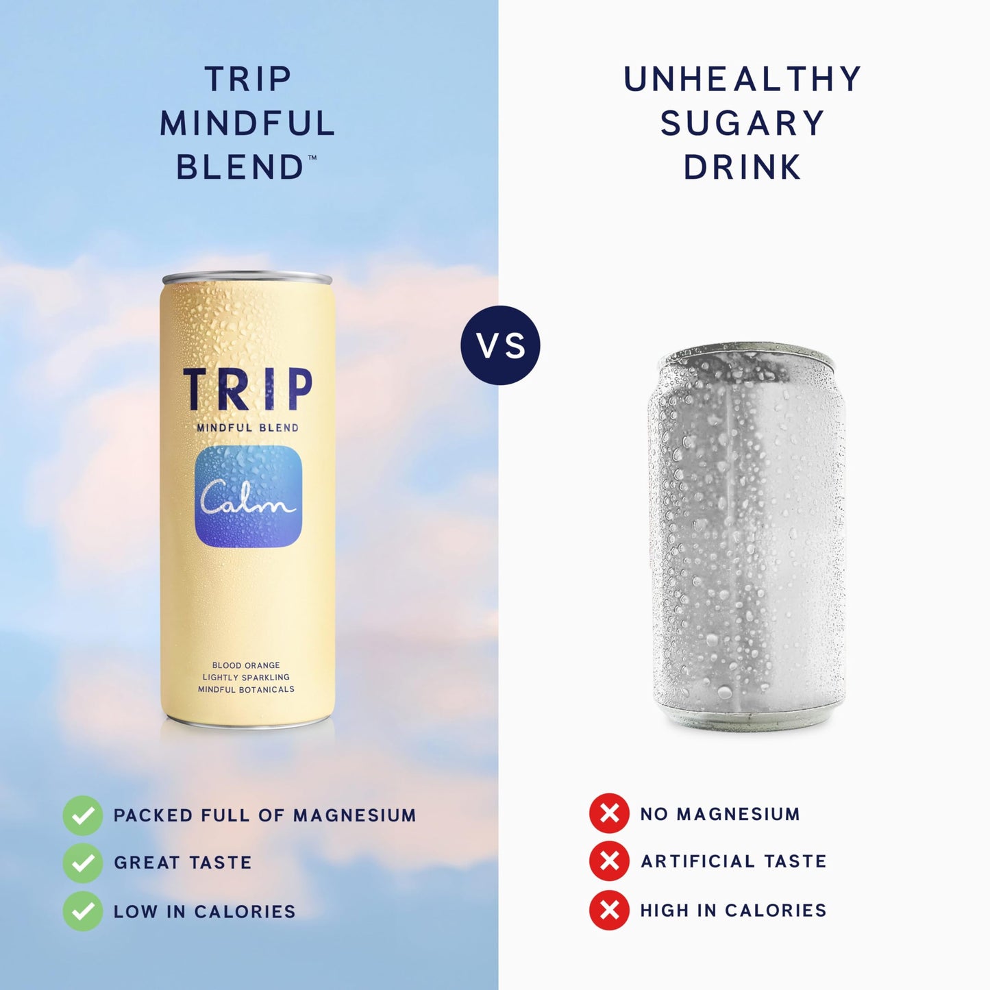 Trip Mindful Blend  Lightly Sparkling Calming Drink  120 MG Magnesium Citrate with Ashwagandha  Lions Mane & L Theanine  No Added Sugar  Low Calorie  Vegan  Blood Orange  12 Oz  12Pk