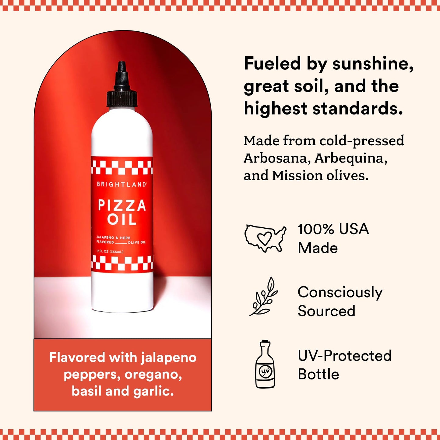 Brightland Pizza Oil With Extra Virgin Infused Olive Oil - Herbaceous Oil For Dipping & Dressing - Premium Jalapeo & Herb Flavor