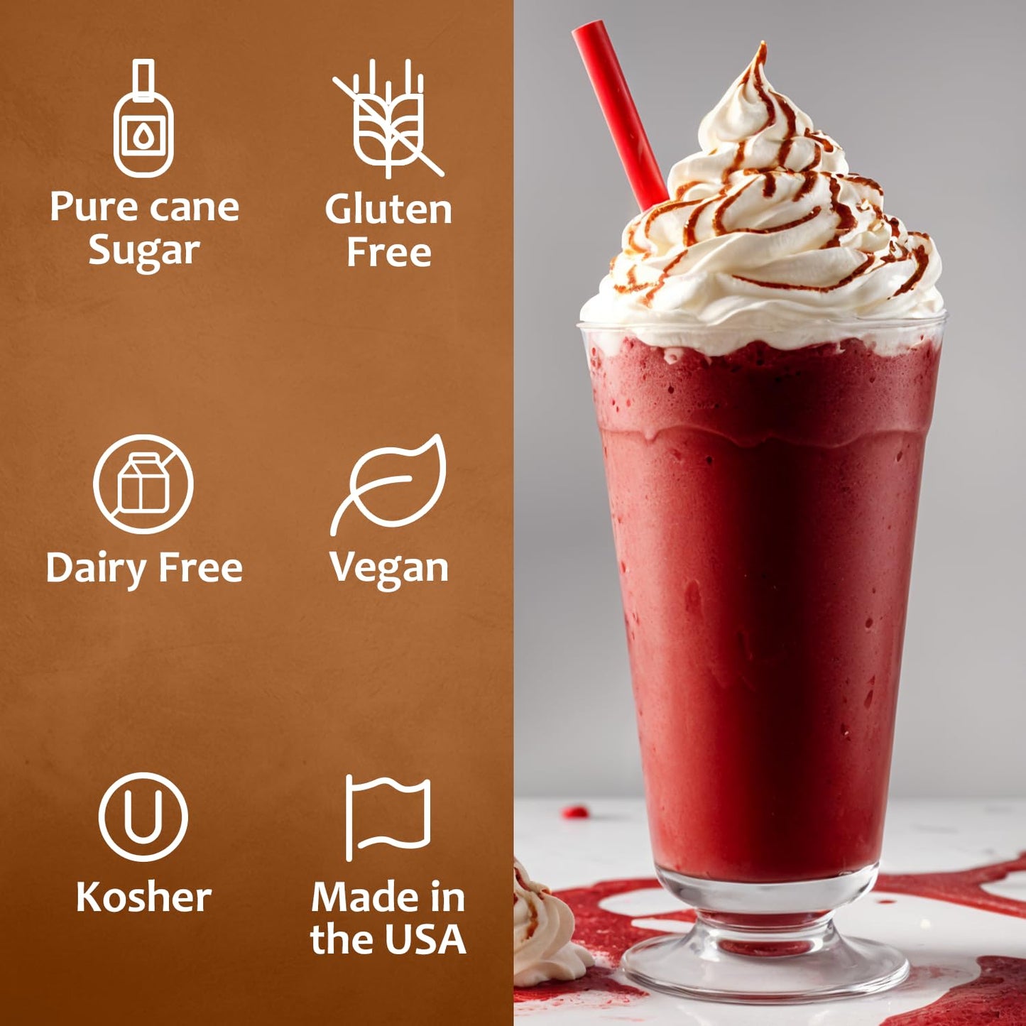 Syruvia Red Velvet Coffee Syrup - 25.4 Fl Oz Premium Coffee Flavoring Syrup - Kosher Coffee Syrups, Gluten Free, No Coloring, Pe