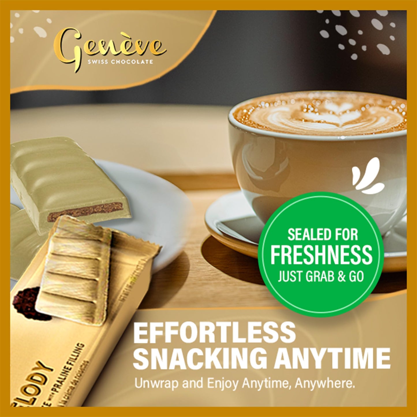 Genve Swiss White Chocolate Bars With Praline Filling, 1 Oz (12 Pack) | Geneve Melody Individually Wrapped Chocolate | Made With