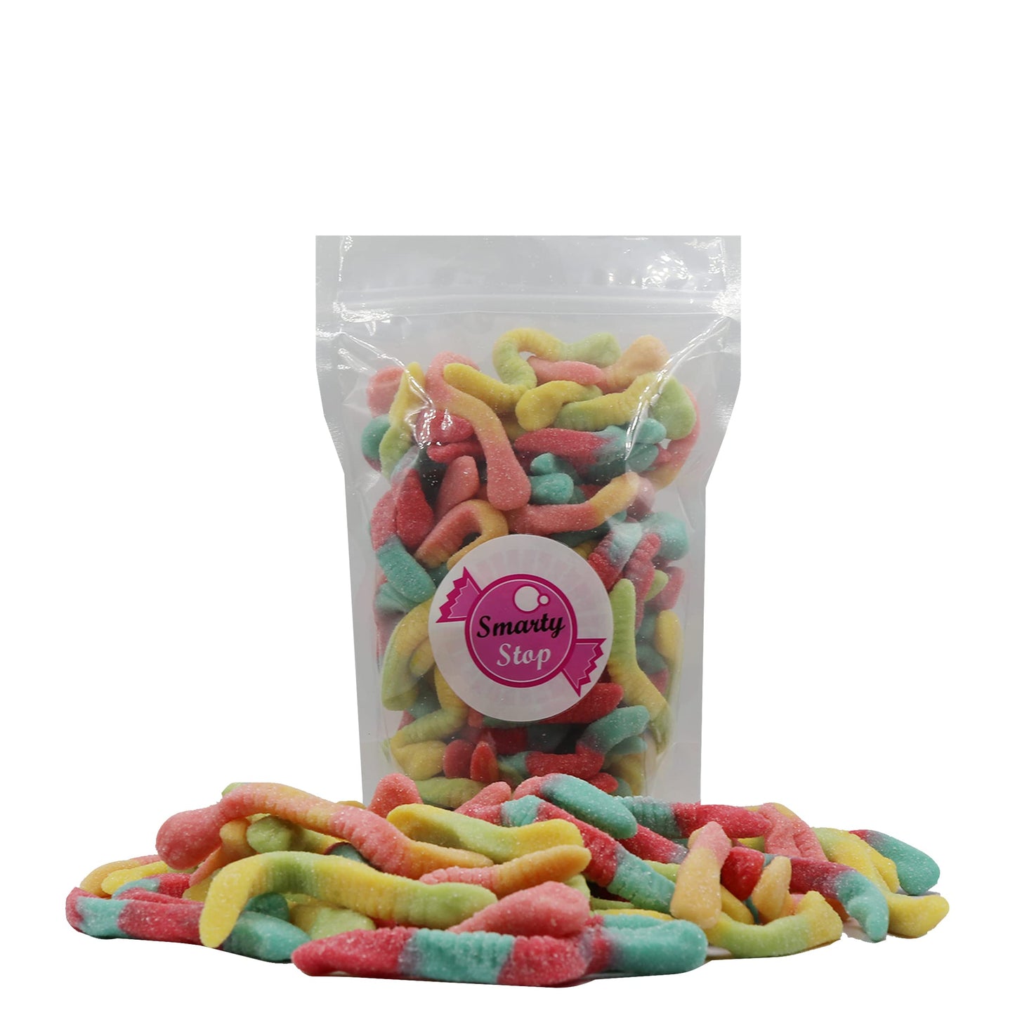 Smarty Stop Worm Gummy Candies (Assorted Sour Neon Worm, 2 Pound (Pack Of 1))
