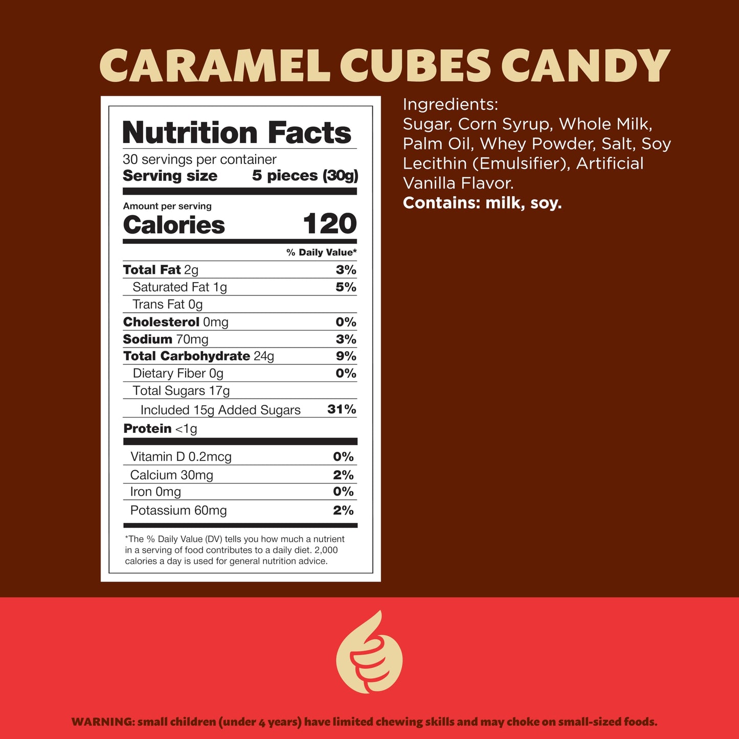 Caramel Cubes Candy | 2-Pound Pack | Vanilla Classic Chewy Squares | Individually Wrapped Caramel Candy Bulk for Sharing  Snacking  Gifting  and Baking