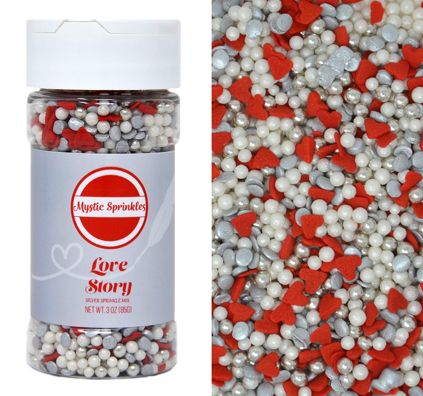 Mystic Sprinkles Valentine's Day Sprinkle Mixes (Love Story In Silver 3.5oz)