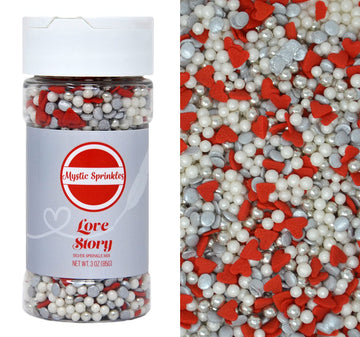 Mystic Sprinkles Valentine's Day Sprinkle Mixes (Love Story In Silver 3.5oz)