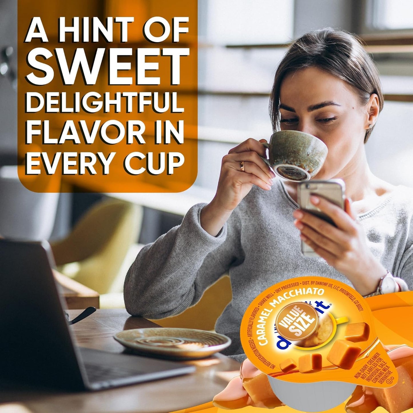Caramal Macchiato Coffee Creamer Singles, 192 Creamer Singles Included Great For Offices, Restaurants, Coffee, Bar, Gift And Homes