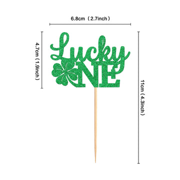 Ercadio 24 Pack St Patrick'S Day Lucky One Cupcake Toppers Four Leaf Lucky One Cupcake Toppers St. Patrick 1St Cupcake Picks For