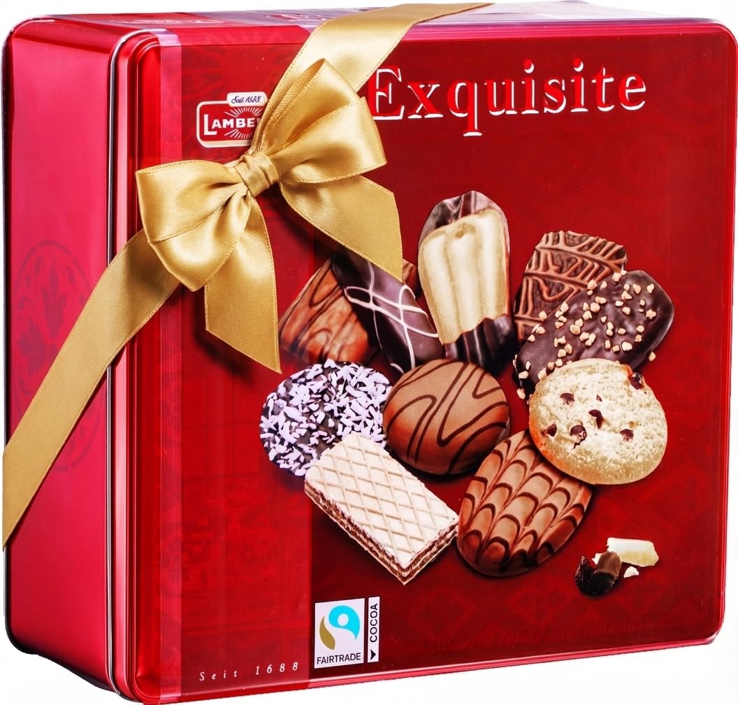 Lambertz European Holiday Cookie Tin – 92 Cookies, 10 Varieties – Ready To Serve And Gift-Ready For Christmas And Office Sharing – 26 Ounces