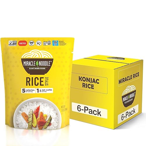 Miracle Noodle Rice - Konjac Rice, Keto Rice, Plant-Based, Gluten-Free, Soy Free, Low Carb Rice, Low-Calorie Rice, Grain Free, Perfect For Stir-Fry, Rice Pilaf, & Rice Pudding - 7 Oz, 6-Pack