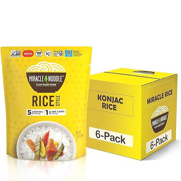 Miracle Noodle Rice - Konjac Rice, Keto Rice, Plant-Based, Gluten-Free, Soy Free, Low Carb Rice, Low-Calorie Rice, Grain Free, Perfect For Stir-Fry, Rice Pilaf, & Rice Pudding - 7 Oz, 6-Pack