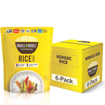 Miracle Noodle Rice - Konjac Rice, Keto Rice, Plant-Based, Gluten-Free, Soy Free, Low Carb Rice, Low-Calorie Rice, Grain Free, Perfect For Stir-Fry, Rice Pilaf, & Rice Pudding - 7 Oz, 6-Pack