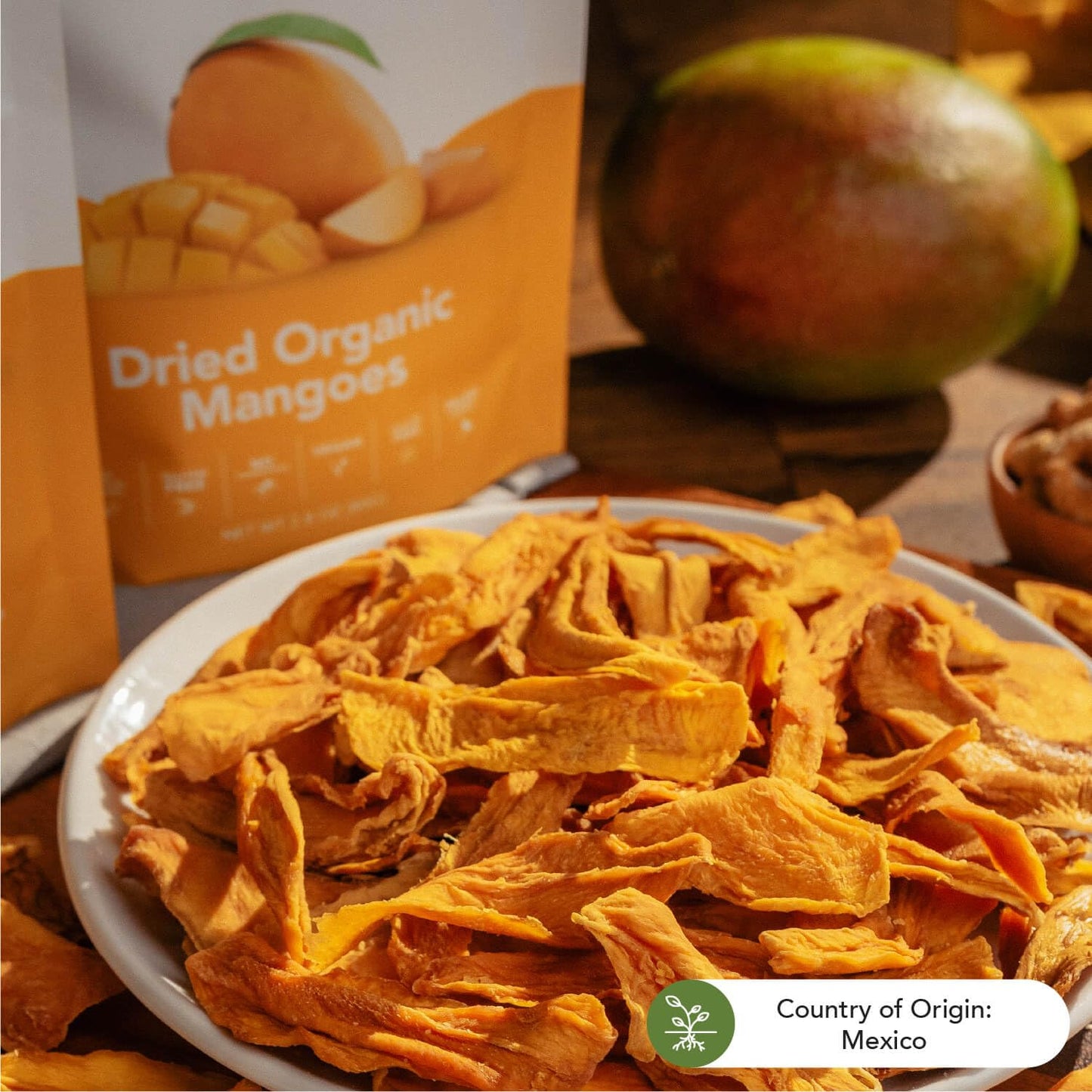 Earthside Farms Organic Dried Mangoes, Plain Dried Mangoes, Gluten Free, No Added Sugar, Organic, Naturally Sweet And Flavorful