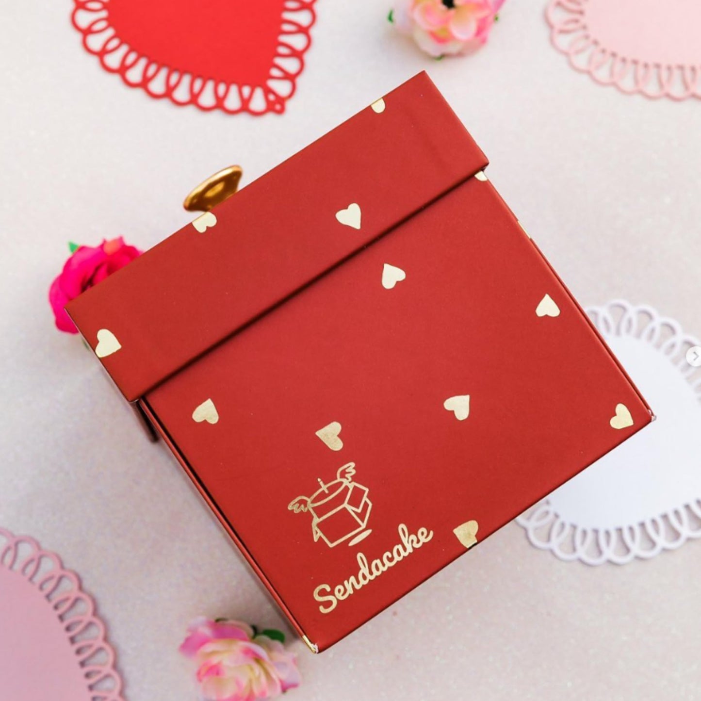 Send A Cake Love Flying Butterfly Surprise Explosion Gift Box, Red Velvet Mini Bundt Cake, 1 Count, Ready to Gift