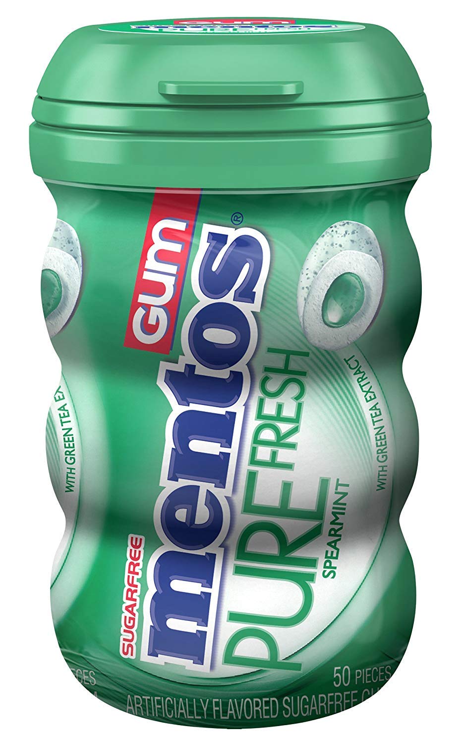 Mentos Pure Fresh Sugar-Free Chewing Gum with Xylitol, Spearmint, 50 Piece Bottle