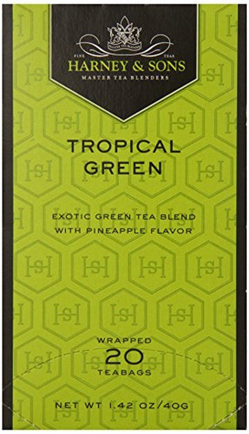 Harney & Sons, Tea, Tropical Green, Prem, Pack Of 6, Size - 20 Bag, Quantity - 1 Case