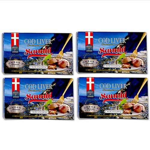 Sanniti Cod Liver, Scandinavian Edition, 4.3 Oz (Pack Of 4)