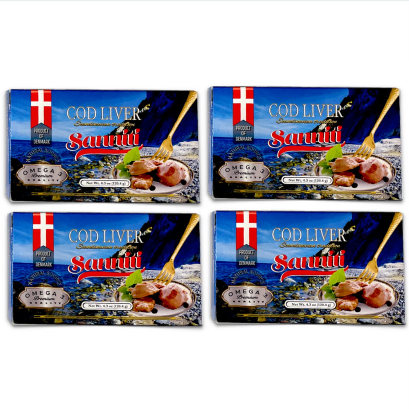 Sanniti Cod Liver, Scandinavian Edition, 4.3 Oz (Pack Of 4)