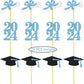 Graduation Cupcake Toppers Grad Party Decoration Food Picks Congrats Glitter Diploma Cap School Colors Supplies 24 Pcs Light Blu