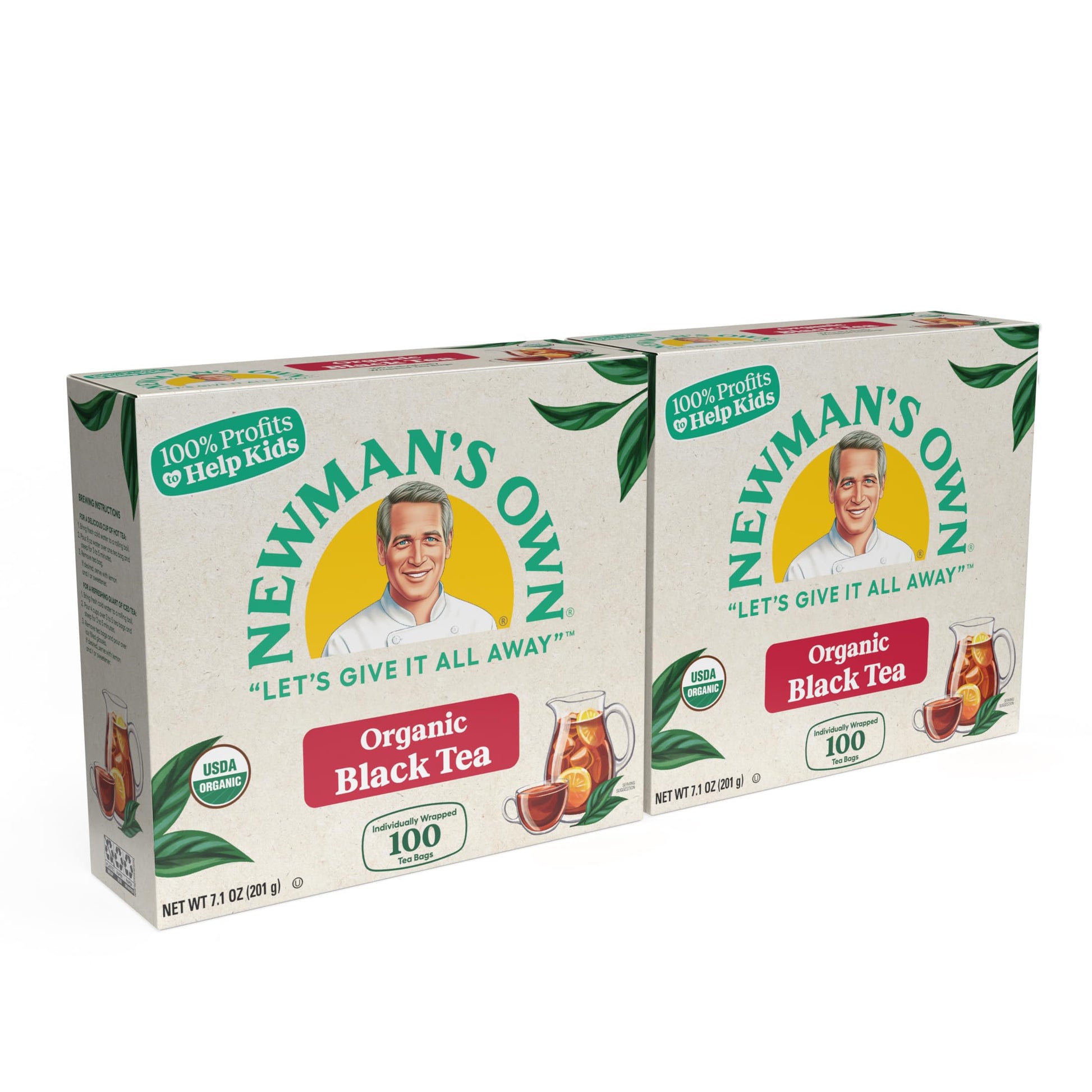 Newmans Own Organic Black Tea - Robust Black Tea, 200 Tea Bags, USDA Certified, Caffeinated, Brew Hot/Cold