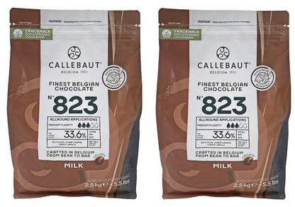 Callebaut Belgian Chocolate Callets | 2 Pack of 5.51 Bags (2.5KG) (2 Milk Chocolate)