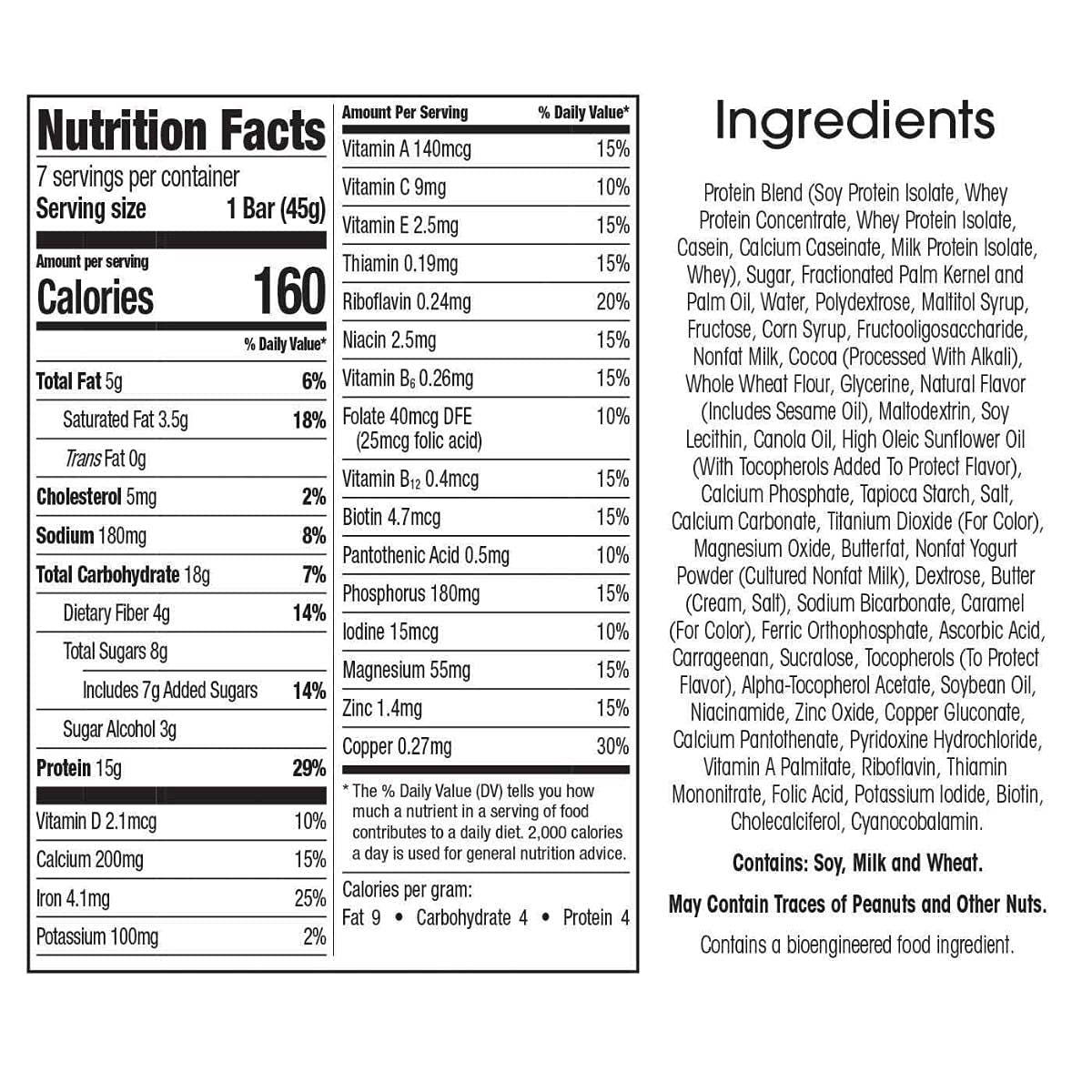 Wonderslim Meal Replacement Protein Bar, Chocolate Almond, 15G Protein, 20 Vitamins & Minerals (7Ct)