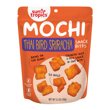 Sun Tropics Mochi Snack Bites, Thai Bird Sriracha Flavor- 3.5 oz (6 Pack)| Crispy Spicy Mochi Bites, Rice Nuggets | Mochi Puff R